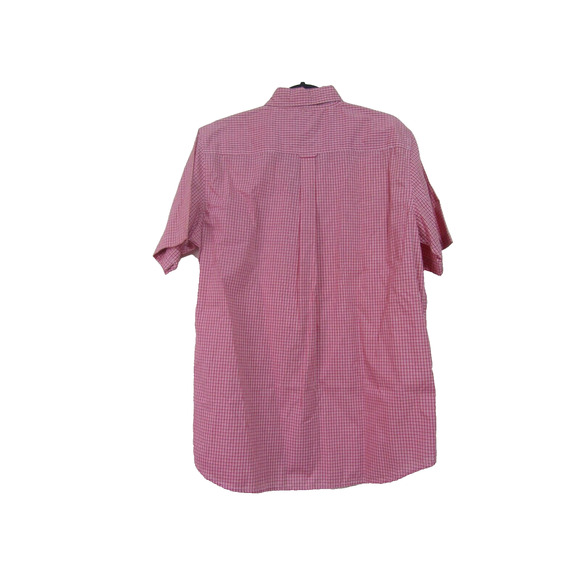 CHAPS Easy Care Red Berry Plaid Button Collar Shirt Mens size M Cuff Cotton - Picture 2 of 10